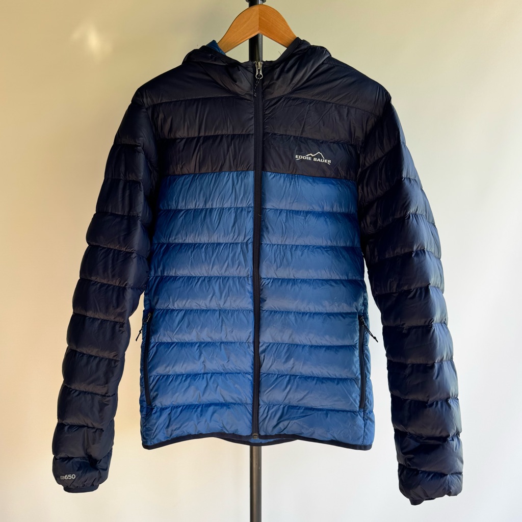 Eddie Bauer Colorblock Ultralight 650 Fill Down Hooded Jacket - Sz M